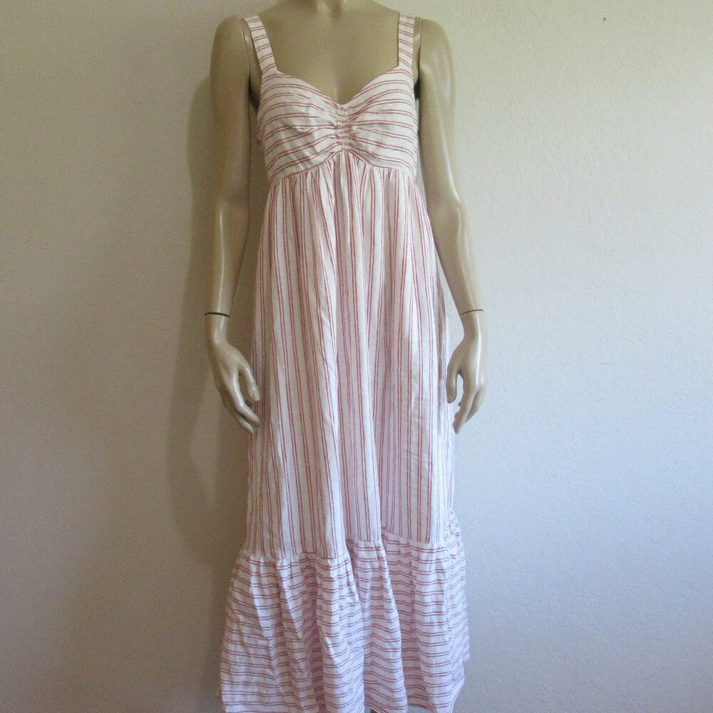 Banana Republic White Dress with Pink Stripes Midi Sundress